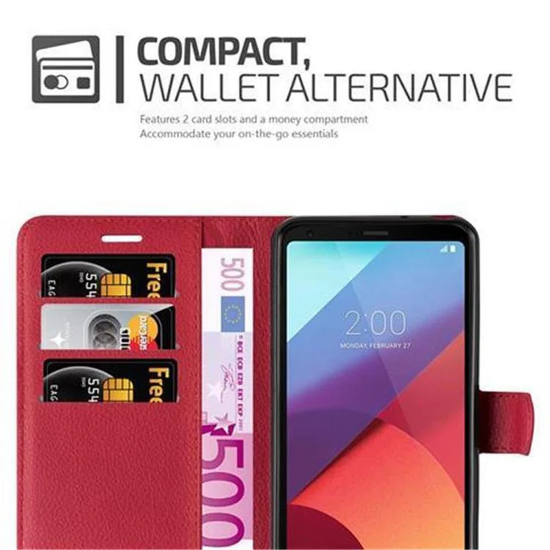 Cadorabo Hülle kompatibel mit LG G6 Schutzhülle mit Magnetverschluss, Standfunktion und Kartenfach