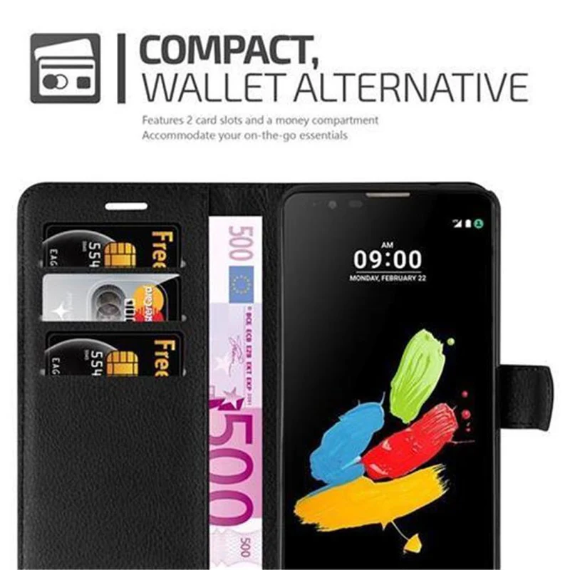 Cadorabo Hülle kompatibel mit LG STYLUS 2 Schutzhülle mit Magnetverschluss, Standfunktion und Kartenfach