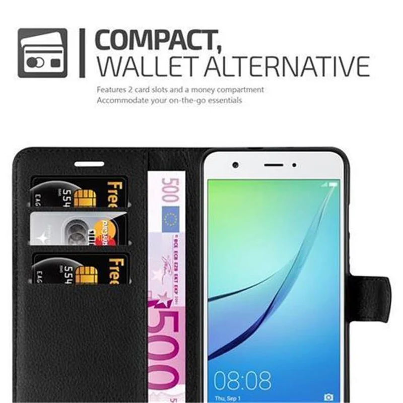 Cadorabo Hülle kompatibel mit Huawei NOVA Schutzhülle mit Magnetverschluss, Standfunktion und Kartenfach