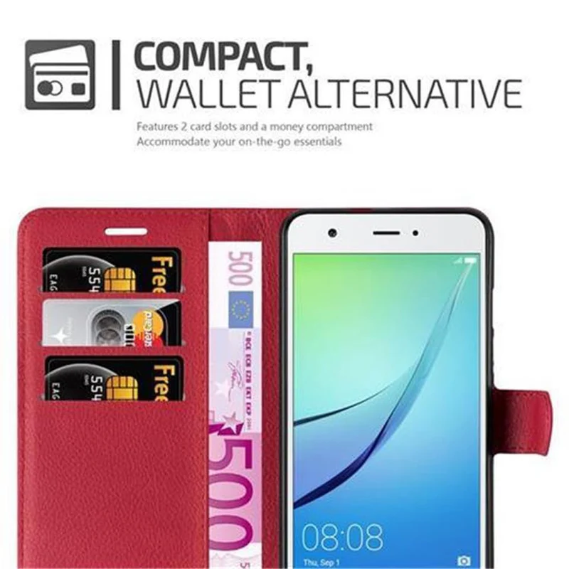 Cadorabo Hülle kompatibel mit Huawei NOVA Schutzhülle mit Magnetverschluss, Standfunktion und Kartenfach
