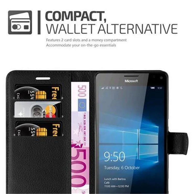 Cadorabo Hülle kompatibel mit Nokia Lumia 950 XL Schutzhülle mit Magnetverschluss, Standfunktion und Kartenfach
