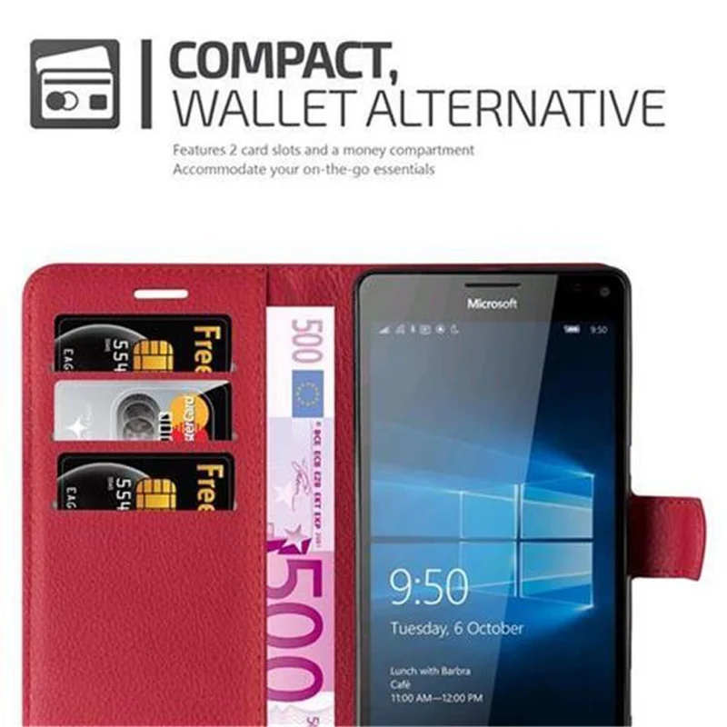 Cadorabo Hülle kompatibel mit Nokia Lumia 950 XL Schutzhülle mit Magnetverschluss, Standfunktion und Kartenfach