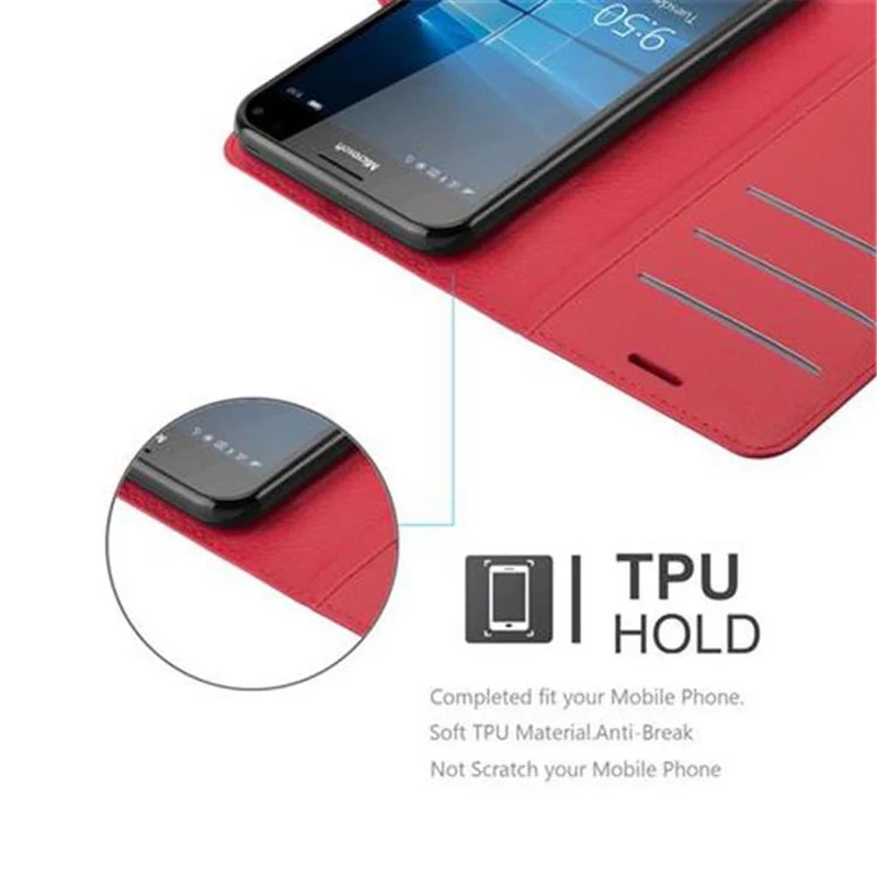 Cadorabo Hülle kompatibel mit Nokia Lumia 950 XL Schutzhülle mit Magnetverschluss, Standfunktion und Kartenfach