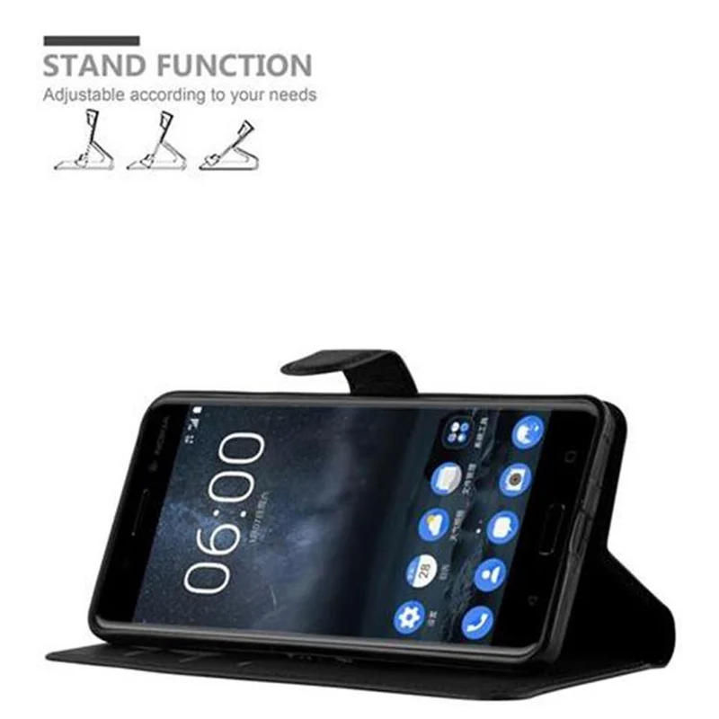 Cadorabo Hülle kompatibel mit Nokia 6 2017 Schutzhülle mit Magnetverschluss, Standfunktion und Kartenfach