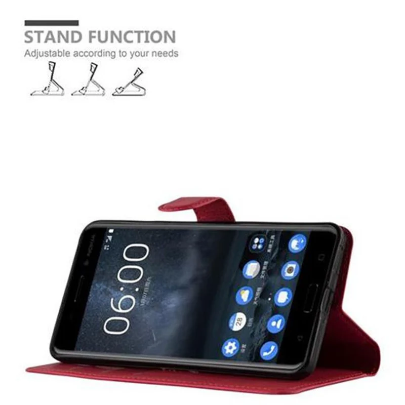 Cadorabo Hülle kompatibel mit Nokia 6 2017 Schutzhülle mit Magnetverschluss, Standfunktion und Kartenfach