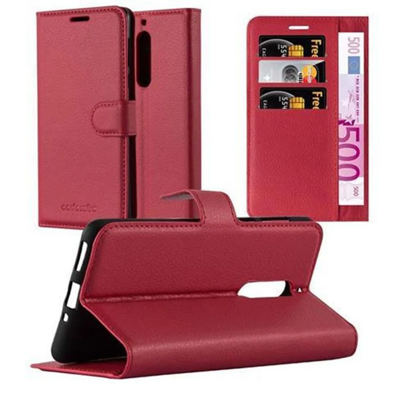 Cadorabo Hülle kompatibel mit Nokia 5 2017 Schutzhülle mit Magnetverschluss, Standfunktion und Kartenfach