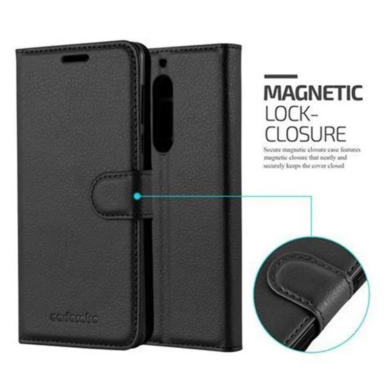 Cadorabo Hülle kompatibel mit Nokia 5 2017 Schutzhülle mit Magnetverschluss, Standfunktion und Kartenfach