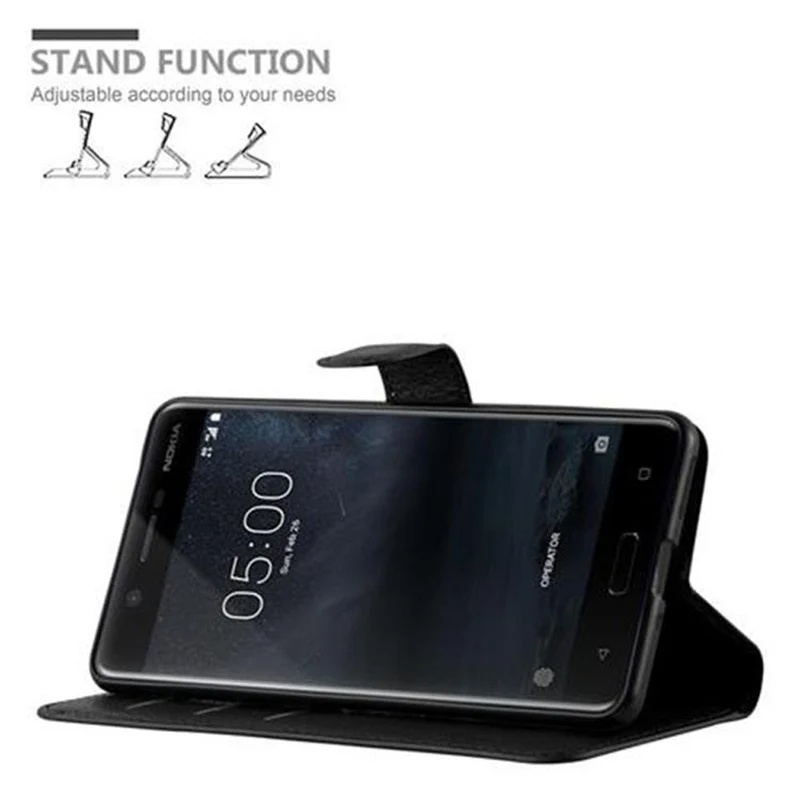 Cadorabo Hülle kompatibel mit Nokia 5 2017 Schutzhülle mit Magnetverschluss, Standfunktion und Kartenfach