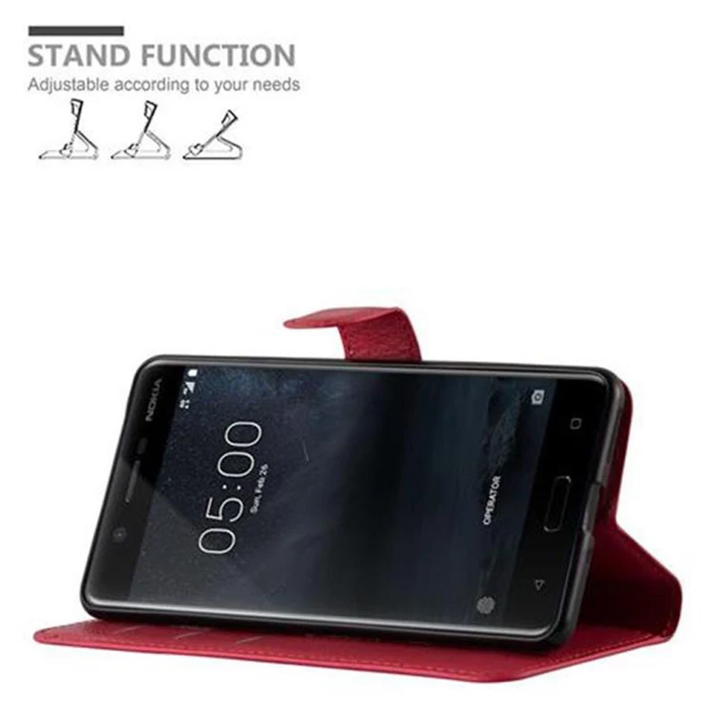 Cadorabo Hülle kompatibel mit Nokia 5 2017 Schutzhülle mit Magnetverschluss, Standfunktion und Kartenfach