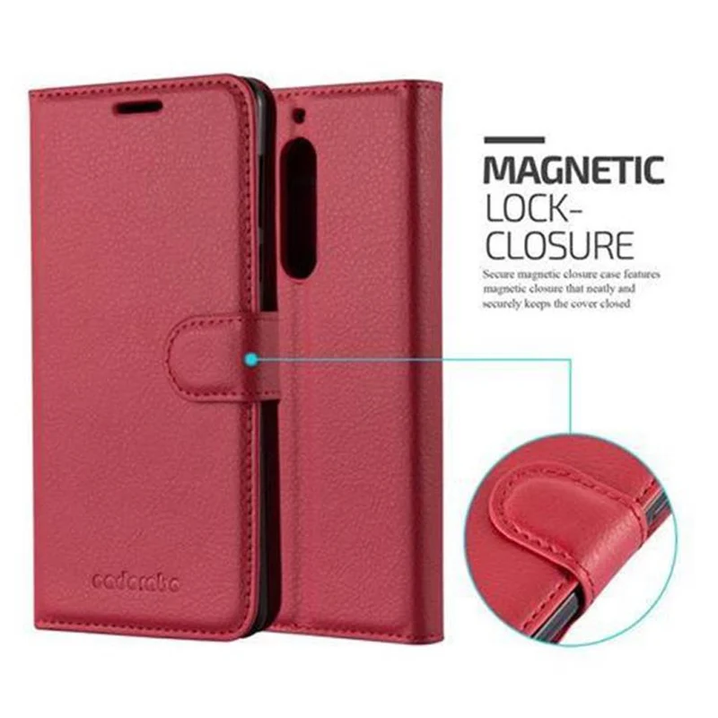 Cadorabo Hülle kompatibel mit Nokia 5 2017 Schutzhülle mit Magnetverschluss, Standfunktion und Kartenfach