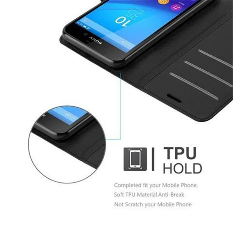 Cadorabo Hülle kompatibel mit Sony Xperia M4 AQUA Schutzhülle mit Magnetverschluss, Standfunktion und Kartenfach