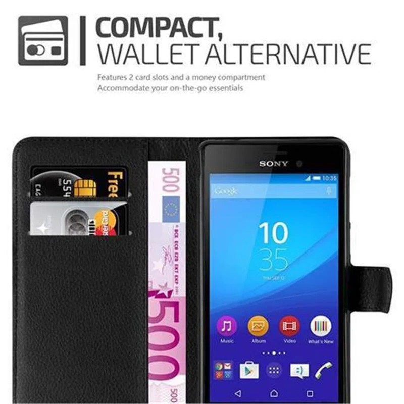 Cadorabo Hülle kompatibel mit Sony Xperia M4 AQUA Schutzhülle mit Magnetverschluss, Standfunktion und Kartenfach