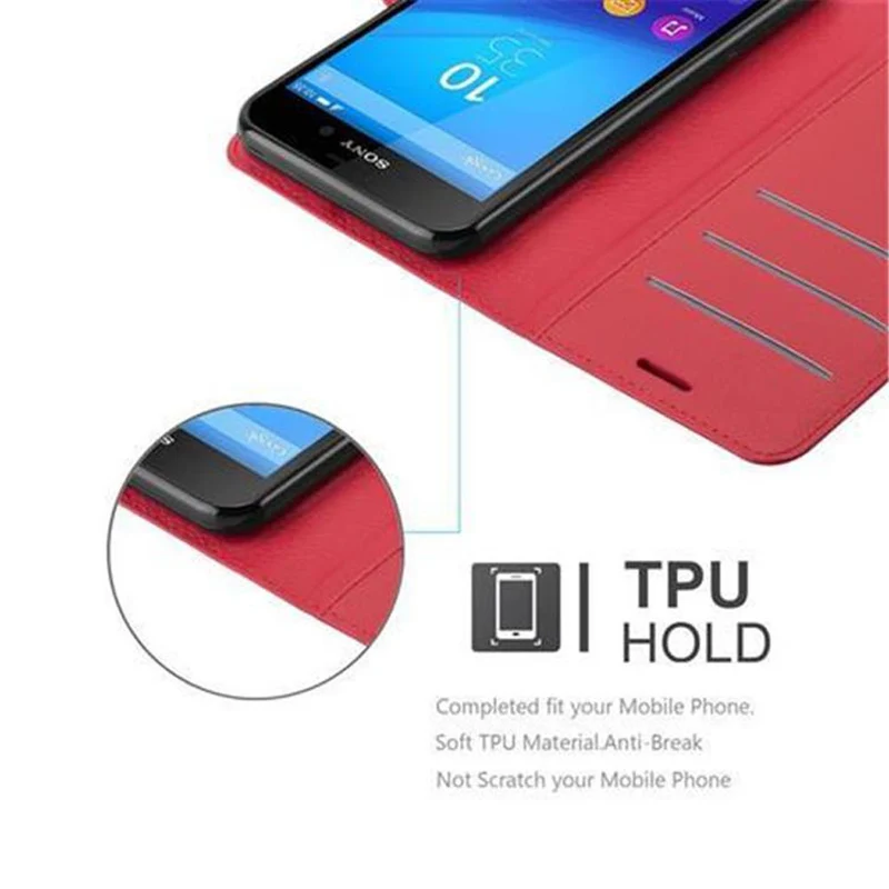 Cadorabo Hülle kompatibel mit Sony Xperia M4 AQUA Schutzhülle mit Magnetverschluss, Standfunktion und Kartenfach