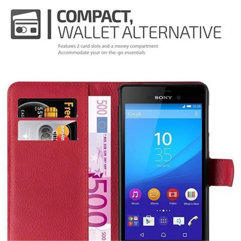 Cadorabo Hülle kompatibel mit Sony Xperia M4 AQUA Schutzhülle mit Magnetverschluss, Standfunktion und Kartenfach