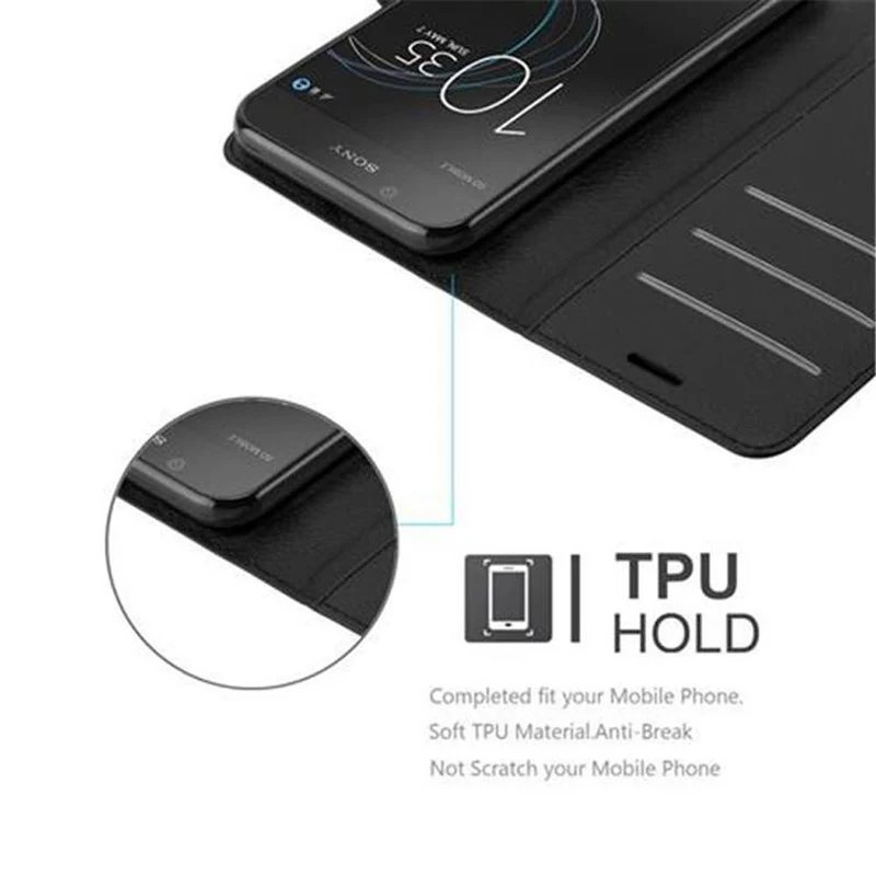 Cadorabo Hülle kompatibel mit Sony Xperia L1 Schutzhülle mit Magnetverschluss, Standfunktion und Kartenfach