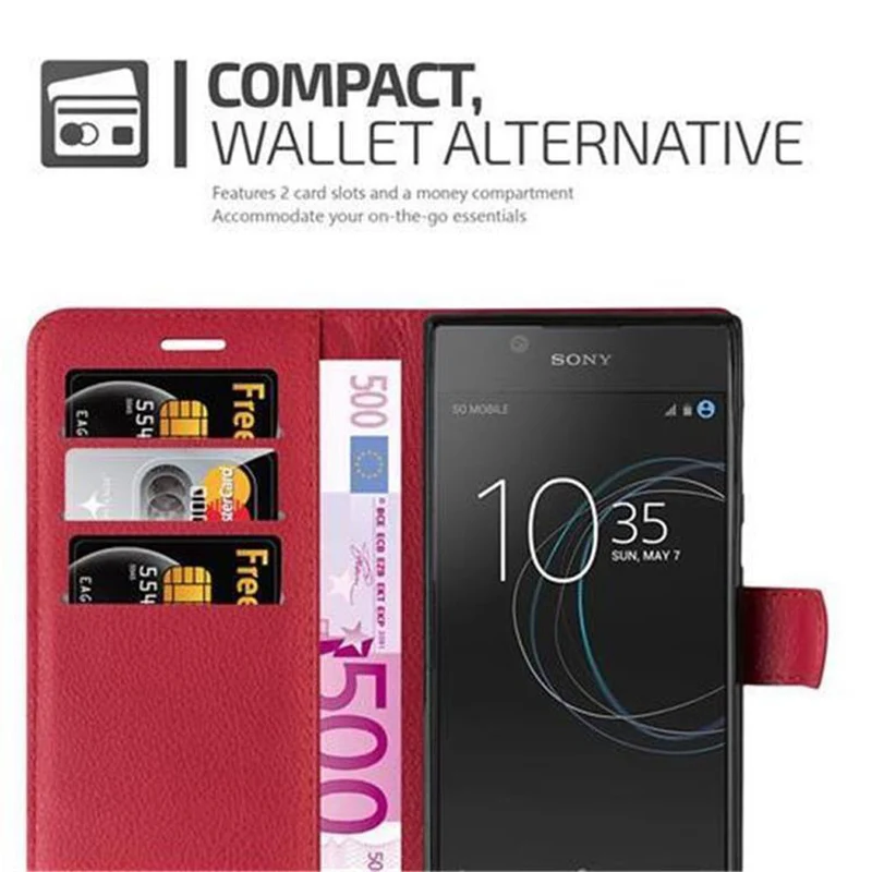 Cadorabo Hülle kompatibel mit Sony Xperia L1 Schutzhülle mit Magnetverschluss, Standfunktion und Kartenfach