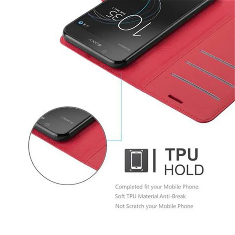 Cadorabo Hülle kompatibel mit Sony Xperia L1 Schutzhülle mit Magnetverschluss, Standfunktion und Kartenfach