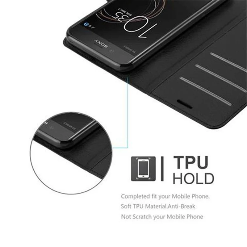 Cadorabo Hülle kompatibel mit Sony Xperia XZ / XZs Schutzhülle mit Magnetverschluss, Standfunktion und Kartenfach