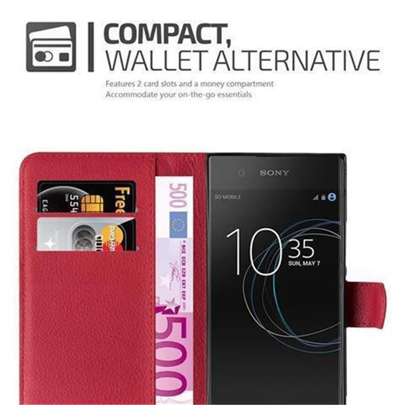 Cadorabo Hülle kompatibel mit Sony Xperia XA1 ULTRA Schutzhülle mit Magnetverschluss, Standfunktion und Kartenfach