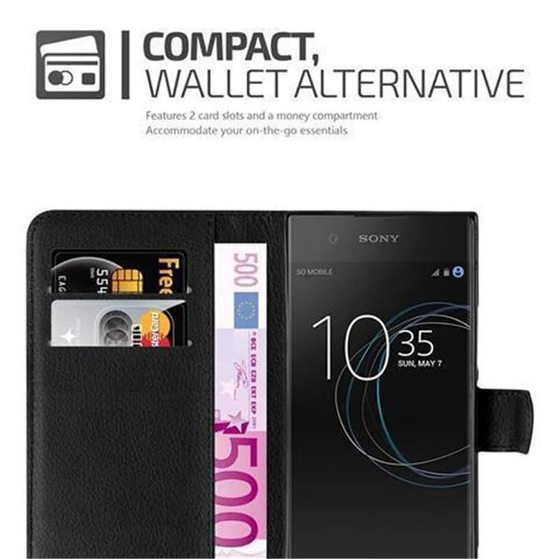Cadorabo Hülle kompatibel mit Sony Xperia XA1 Schutzhülle mit Magnetverschluss, Standfunktion und Kartenfach