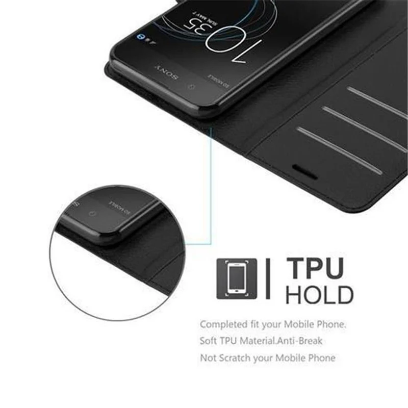 Cadorabo Hülle kompatibel mit Sony Xperia XA1 Schutzhülle mit Magnetverschluss, Standfunktion und Kartenfach