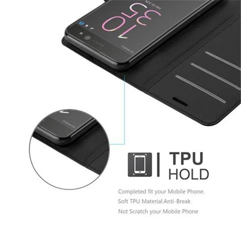 Cadorabo Hülle kompatibel mit Sony Xperia XA ULTRA Schutzhülle mit Magnetverschluss, Standfunktion und Kartenfach