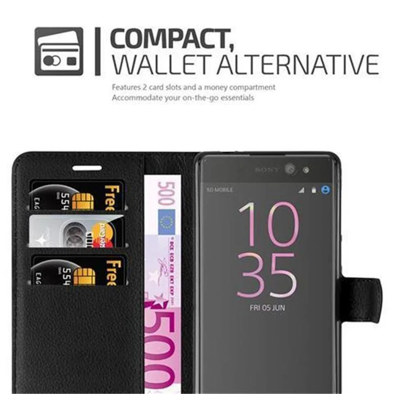 Cadorabo Hülle kompatibel mit Sony Xperia XA ULTRA Schutzhülle mit Magnetverschluss, Standfunktion und Kartenfach