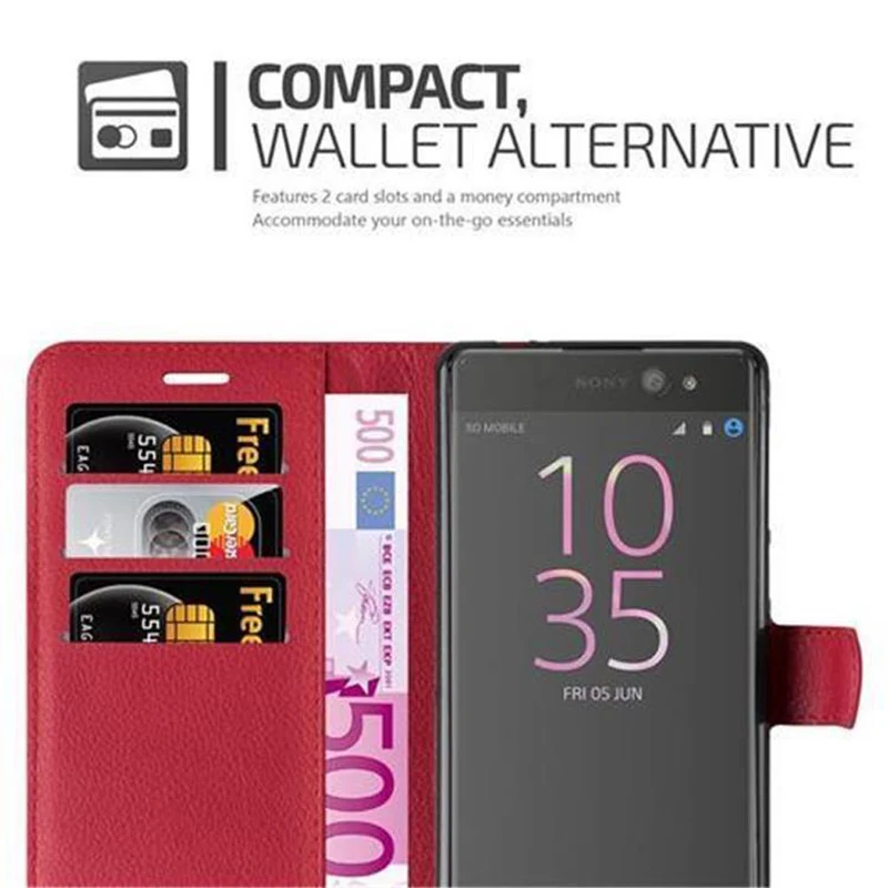 Cadorabo Hülle kompatibel mit Sony Xperia XA ULTRA Schutzhülle mit Magnetverschluss, Standfunktion und Kartenfach