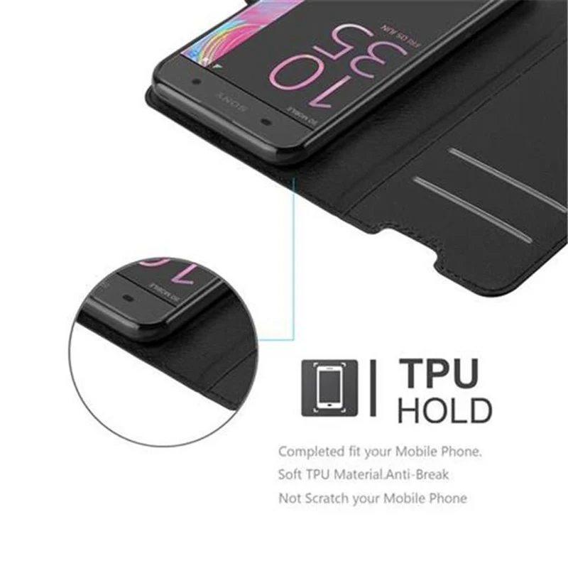 Cadorabo Hülle kompatibel mit Sony Xperia XA Schutzhülle mit Magnetverschluss, Standfunktion und Kartenfach