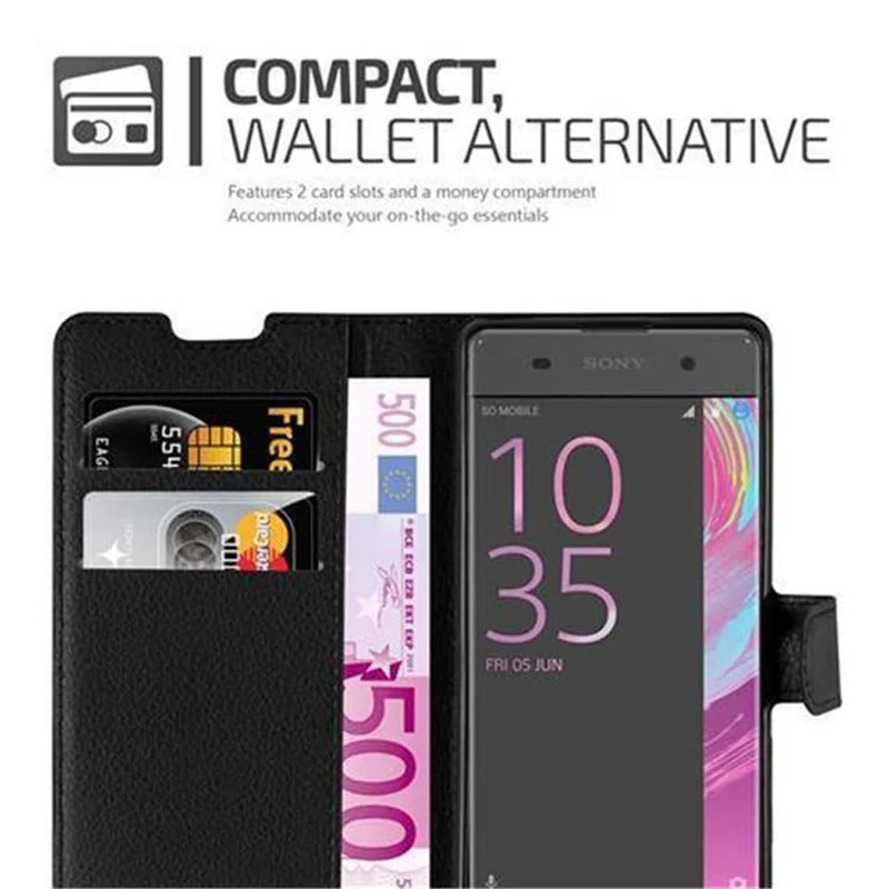 Cadorabo Hülle kompatibel mit Sony Xperia XA Schutzhülle mit Magnetverschluss, Standfunktion und Kartenfach
