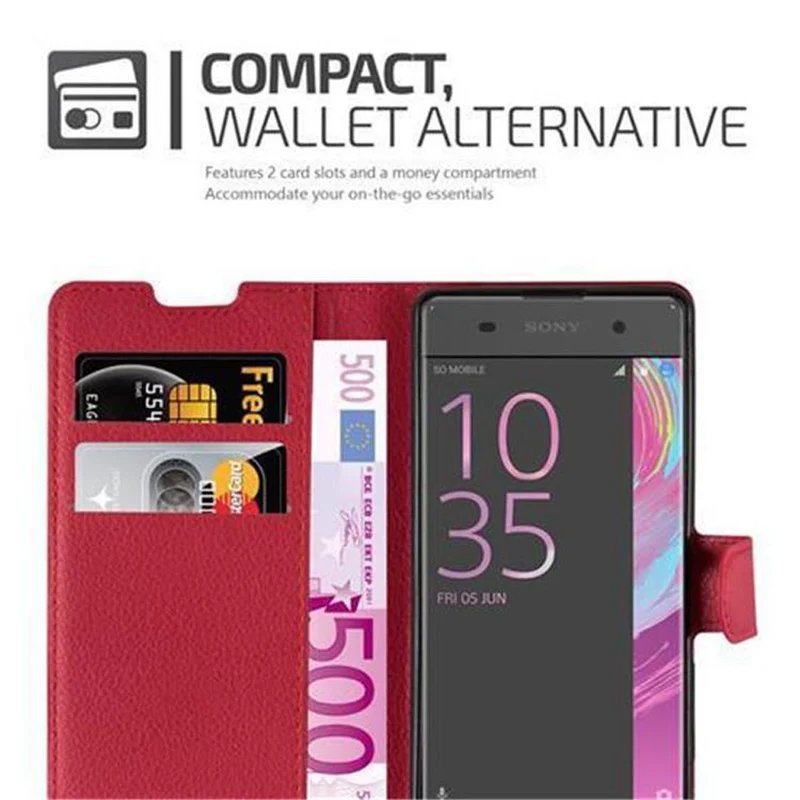 Cadorabo Hülle kompatibel mit Sony Xperia XA Schutzhülle mit Magnetverschluss, Standfunktion und Kartenfach