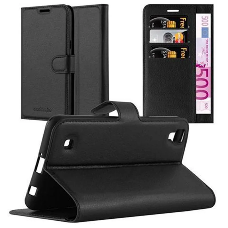 Cadorabo Hülle kompatibel mit LG X POWER Schutzhülle mit Magnetverschluss, Standfunktion und Kartenfach