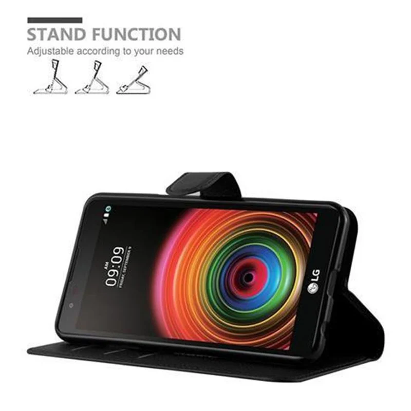Cadorabo Hülle kompatibel mit LG X POWER Schutzhülle mit Magnetverschluss, Standfunktion und Kartenfach