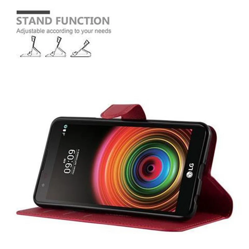 Cadorabo Hülle kompatibel mit LG X POWER Schutzhülle mit Magnetverschluss, Standfunktion und Kartenfach