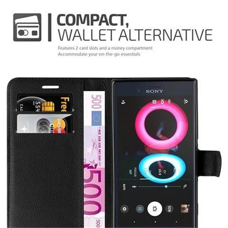 Cadorabo Hülle kompatibel mit Sony Xperia X COMPACT Schutzhülle mit Magnetverschluss, Standfunktion und Kartenfach