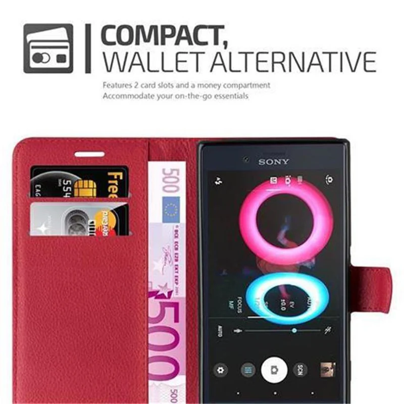 Cadorabo Hülle kompatibel mit Sony Xperia X COMPACT Schutzhülle mit Magnetverschluss, Standfunktion und Kartenfach