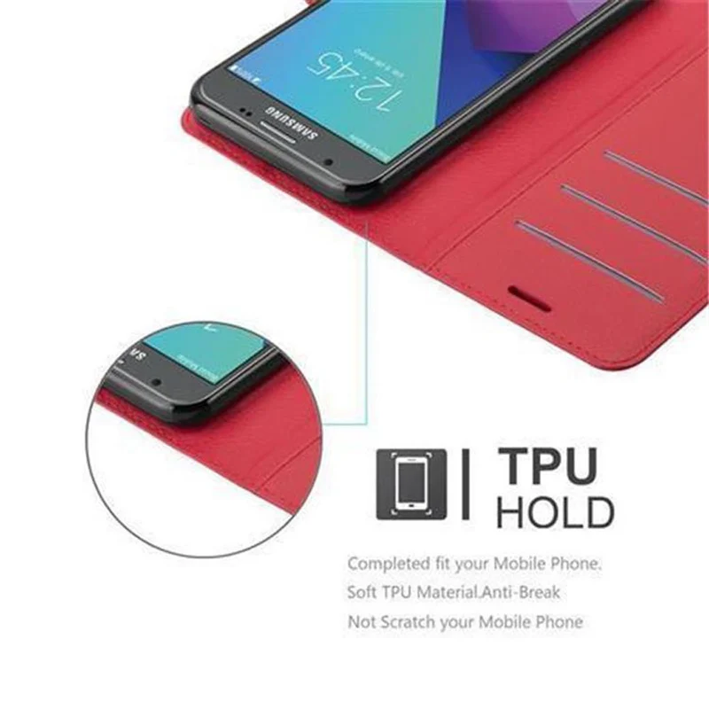 Cadorabo Hülle kompatibel mit Samsung Galaxy J7 2017 US Version Schutzhülle mit Magnetverschluss, Standfunktion und Kartenfach