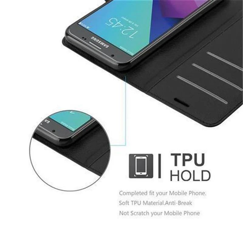 Cadorabo Hülle kompatibel mit Samsung Galaxy J5 2017 US Version Schutzhülle mit Magnetverschluss, Standfunktion und Kartenfach