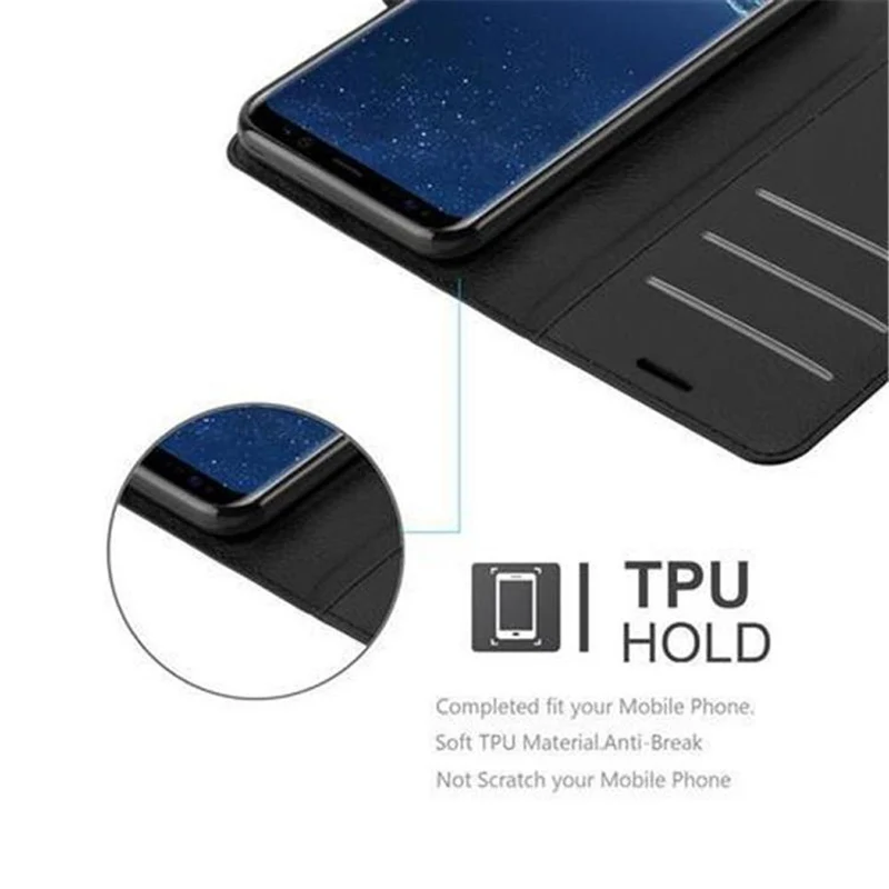 Cadorabo Hülle kompatibel mit Samsung Galaxy S8 PLUS Schutzhülle mit Magnetverschluss, Standfunktion und Kartenfach