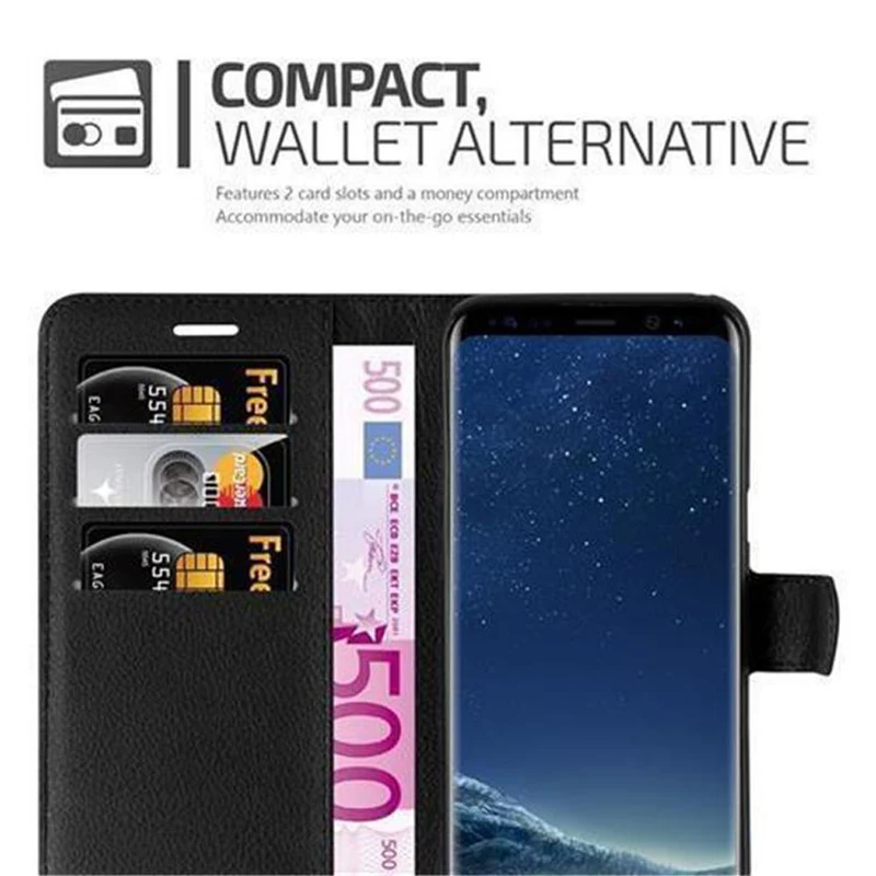 Cadorabo Hülle kompatibel mit Samsung Galaxy S8 PLUS Schutzhülle mit Magnetverschluss, Standfunktion und Kartenfach
