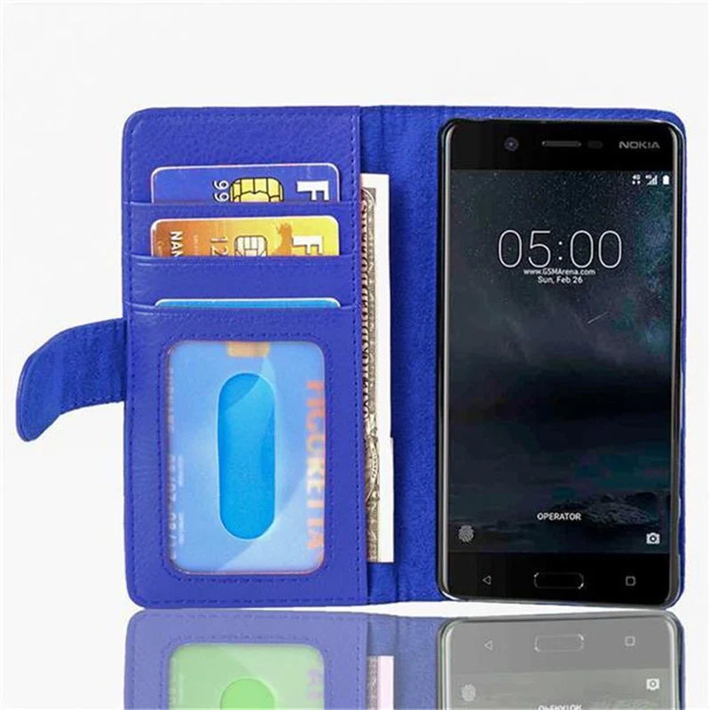 Cadorabo Hülle kompatibel mit Nokia 5 2017 Schutzhülle mit Magnetverschluss und 3 Kartenfächern