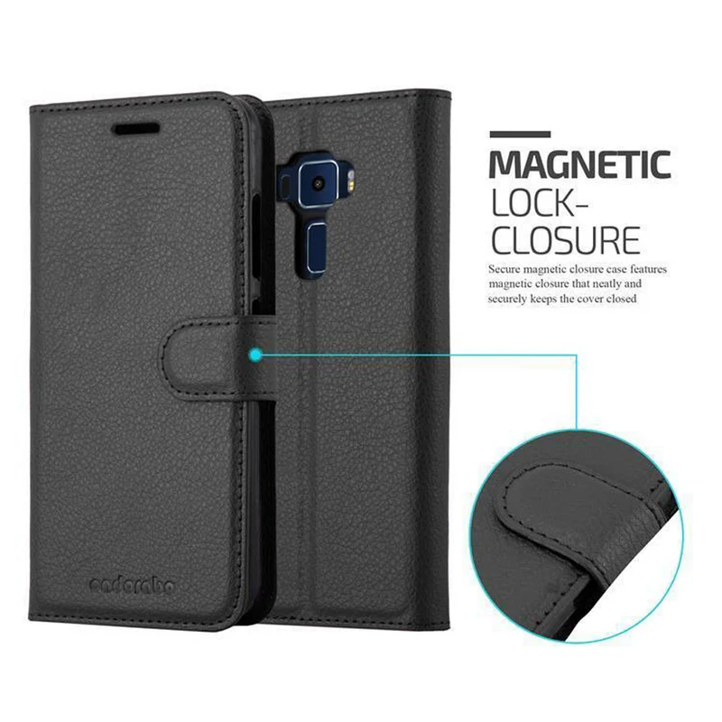 Cadorabo Hülle kompatibel mit Asus ZenFone 3 (5.2 Zoll) Schutzhülle mit Magnetverschluss, Standfunktion und Kartenfach
