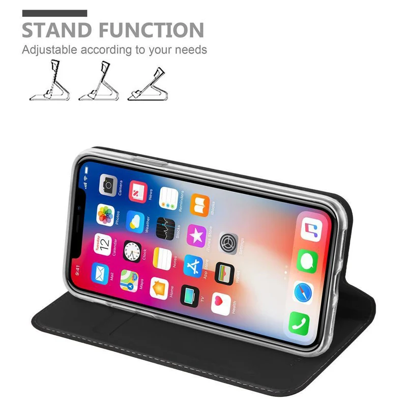 Cadorabo Hülle kompatibel mit Apple iPhone X / XS Schutzhülle mit Magnetverschluss, Standfunktion und Kartenfach