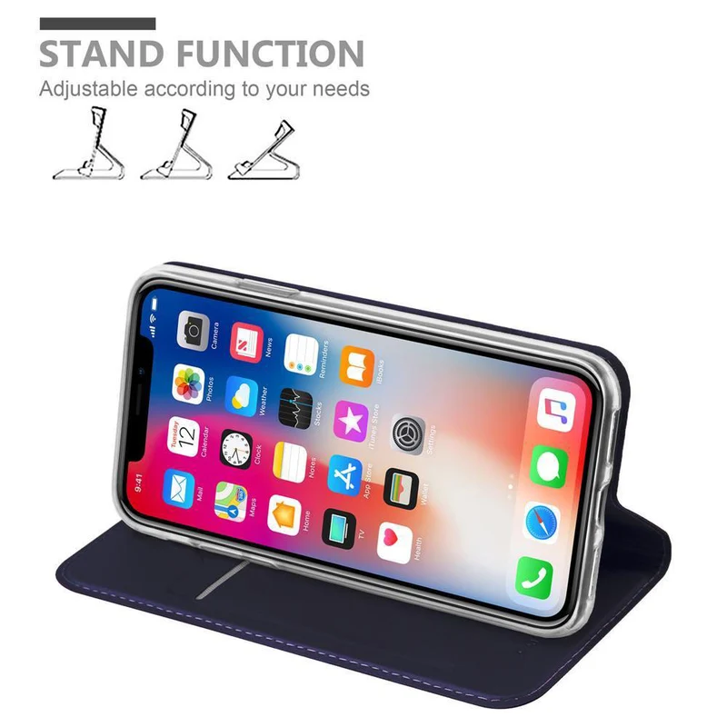 Cadorabo Hülle kompatibel mit Apple iPhone X / XS Schutzhülle mit Magnetverschluss, Standfunktion und Kartenfach