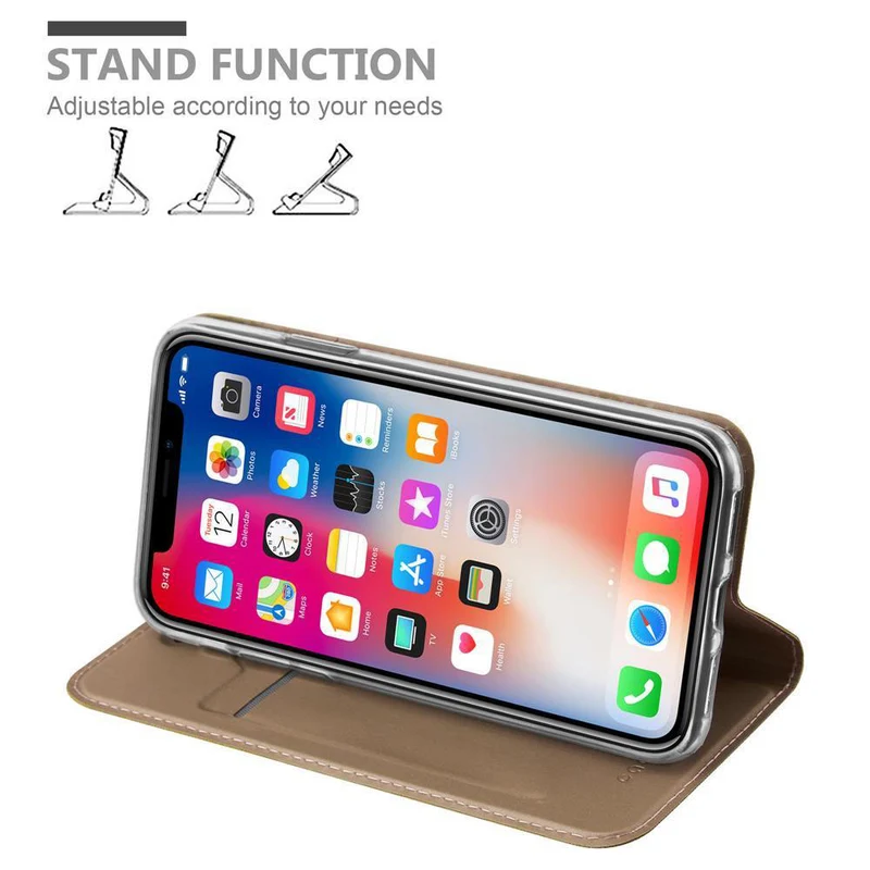 Cadorabo Hülle kompatibel mit Apple iPhone X / XS Schutzhülle mit Magnetverschluss, Standfunktion und Kartenfach