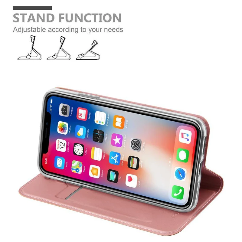 Cadorabo Hülle kompatibel mit Apple iPhone X / XS Schutzhülle mit Magnetverschluss, Standfunktion und Kartenfach