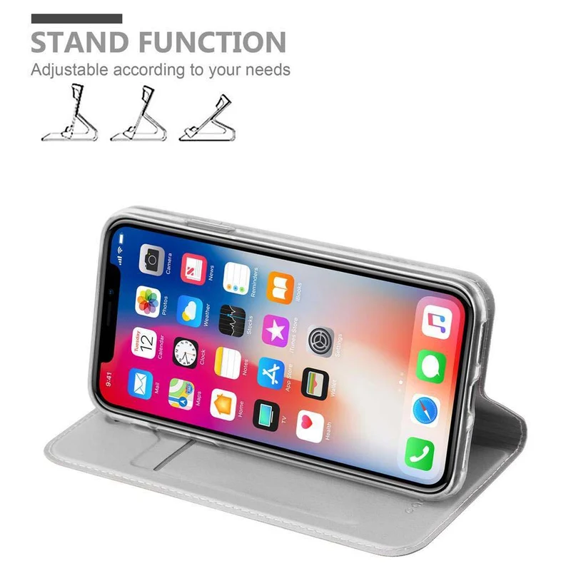 Cadorabo Hülle kompatibel mit Apple iPhone X / XS Schutzhülle mit Magnetverschluss, Standfunktion und Kartenfach