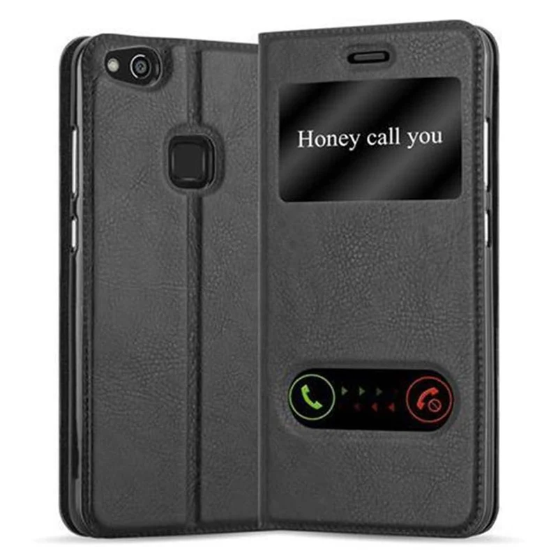 Cadorabo Hülle kompatibel mit Huawei P10 LITE Schutzhülle mit Magnetverschluss, Standfunktion und 2 Sichtfenstern