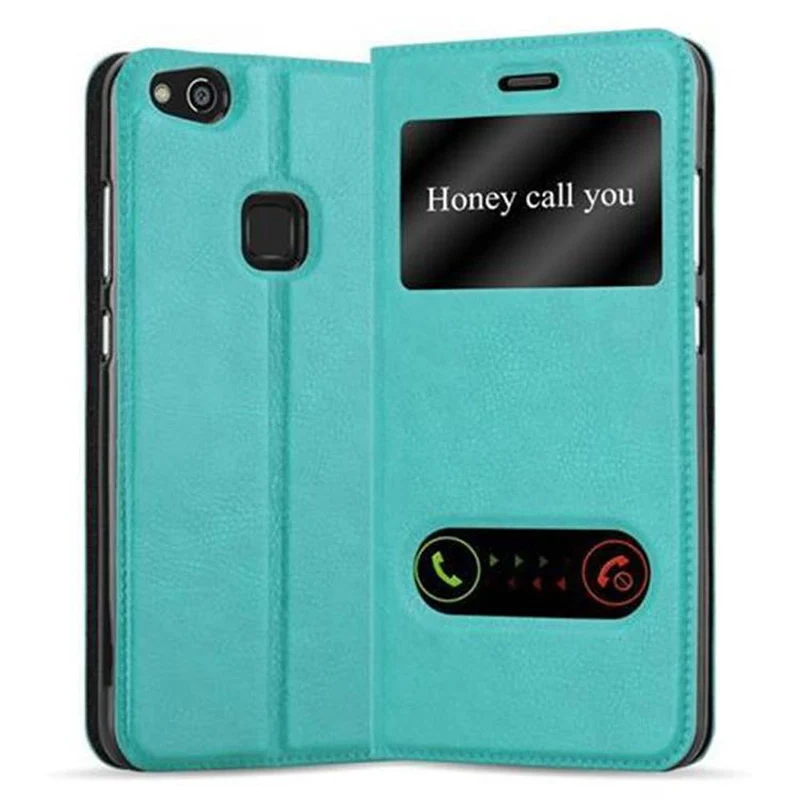 Cadorabo Hülle kompatibel mit Huawei P10 LITE Schutzhülle mit Magnetverschluss, Standfunktion und 2 Sichtfenstern