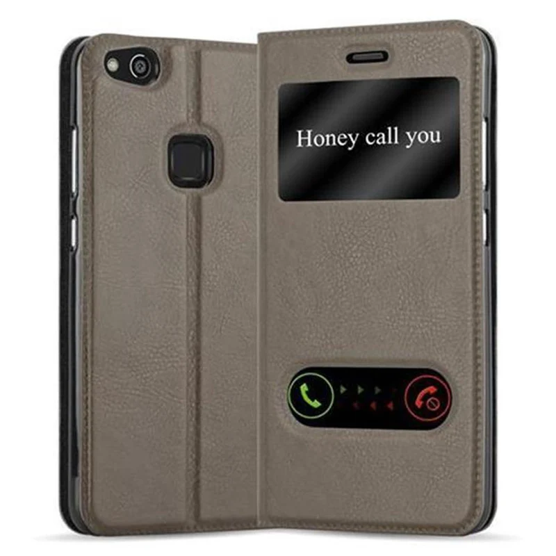 Cadorabo Hülle kompatibel mit Huawei P10 LITE Schutzhülle mit Magnetverschluss, Standfunktion und 2 Sichtfenstern